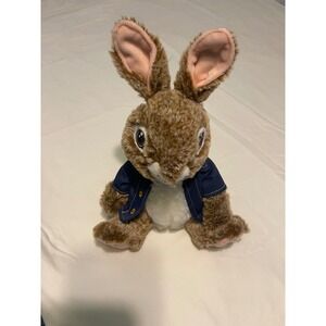 Peter Rabbit Plush Stuffed Animal Beatrix Potter Brown Bunny Blue Jacket 10 inch